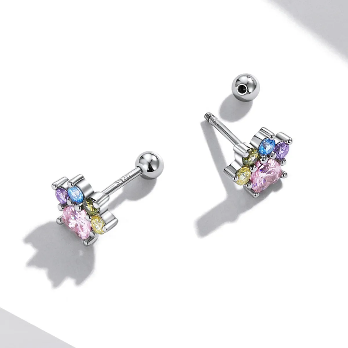 Pandora Style Colorful Zirconium Cute Claws Stud Earrings - SCE1334