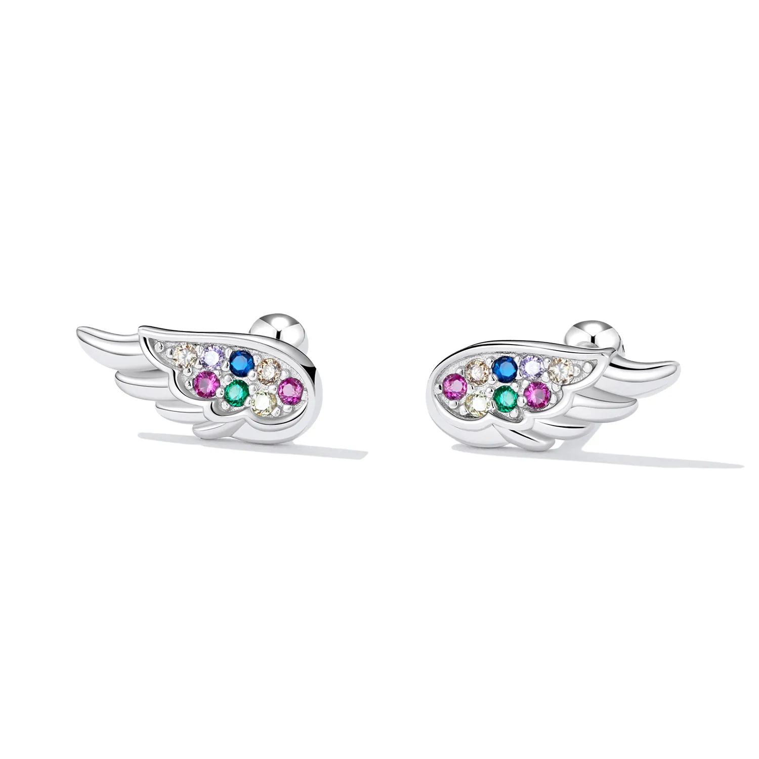 Pandora Style Colorful Zirconium Wings Stud Earrings - SCE1397