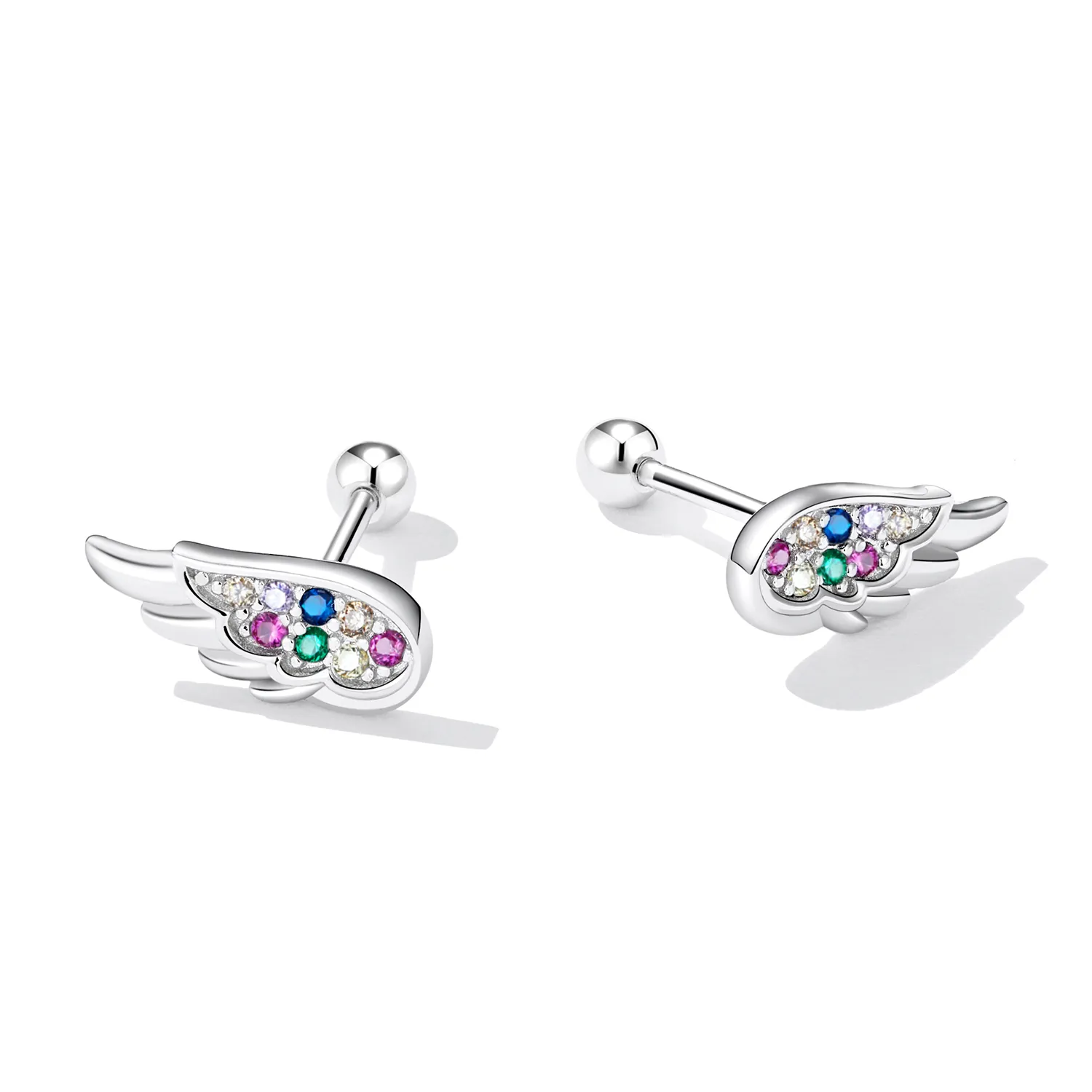 Pandora Style Colorful Zirconium Wings Stud Earrings - SCE1397