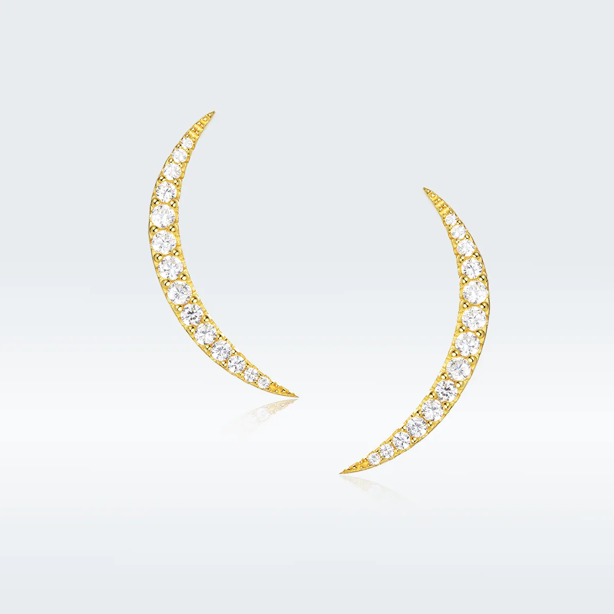 Pandora Style Crescent Moon Stud Earrings - BSE314