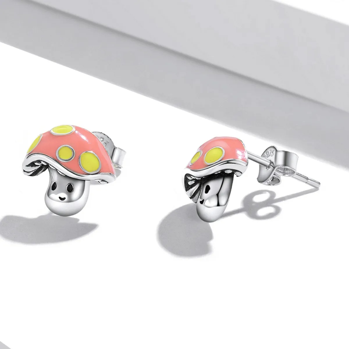 Pandora Style Cute Little Mushroom Stud Earrings - SCE1336