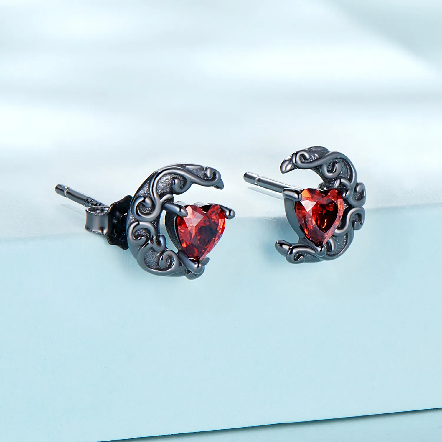 Pandora Style Dark Night Moonlight Stud Earrings - SCE1519