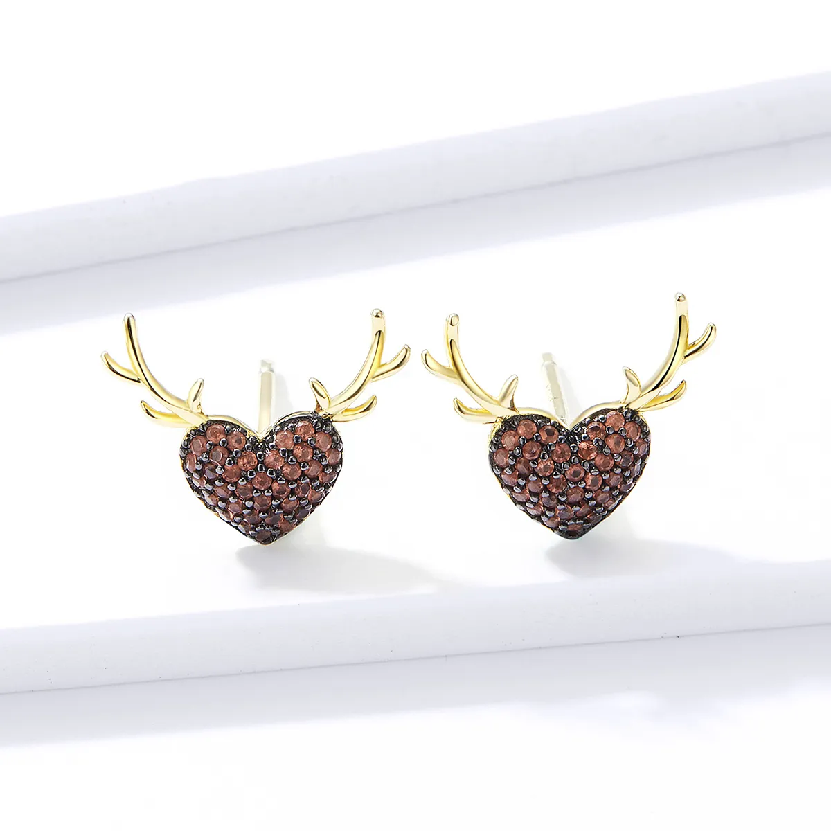 Pandora Style Deer Love Stud Earrings - BSE313