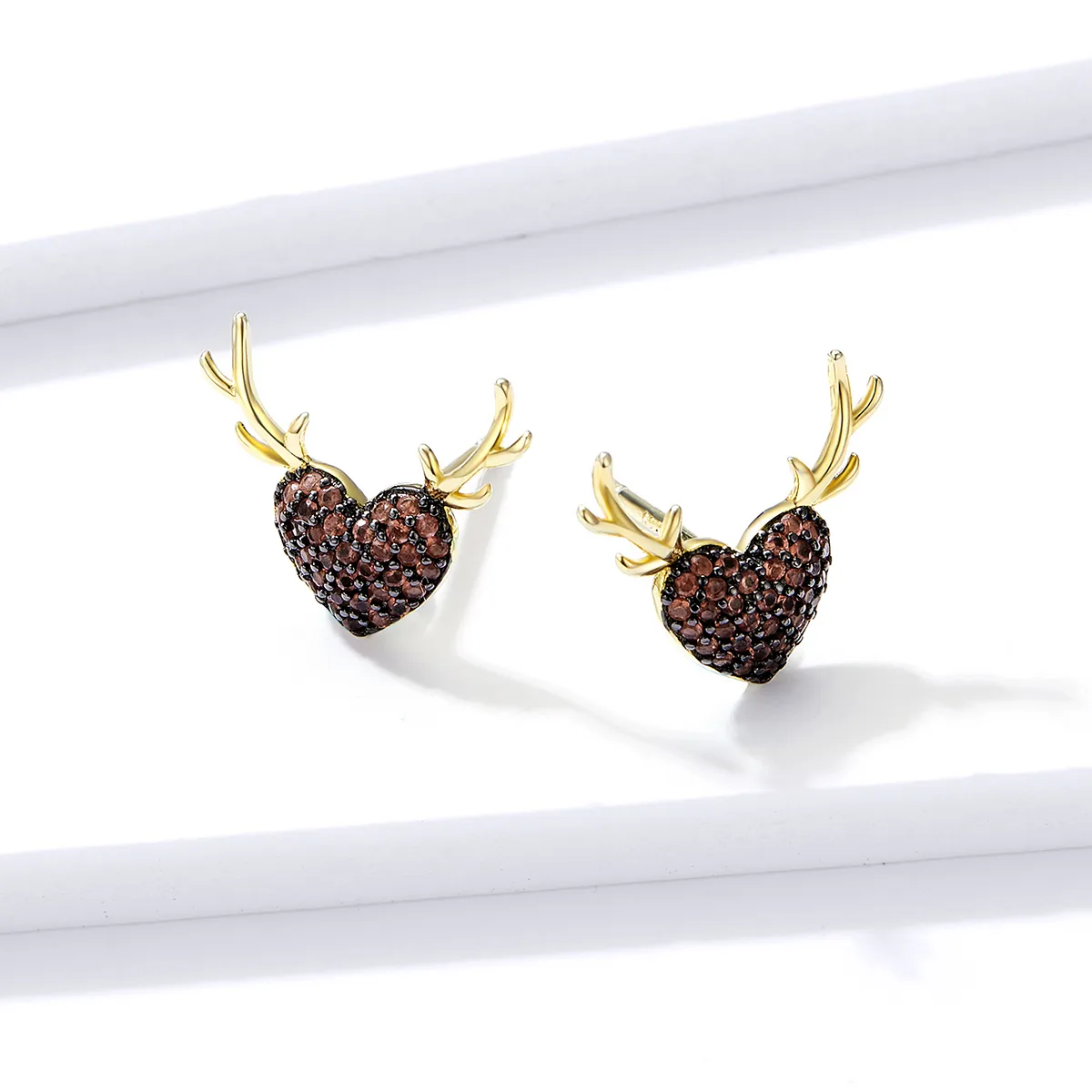 Pandora Style Deer Love Stud Earrings - BSE313