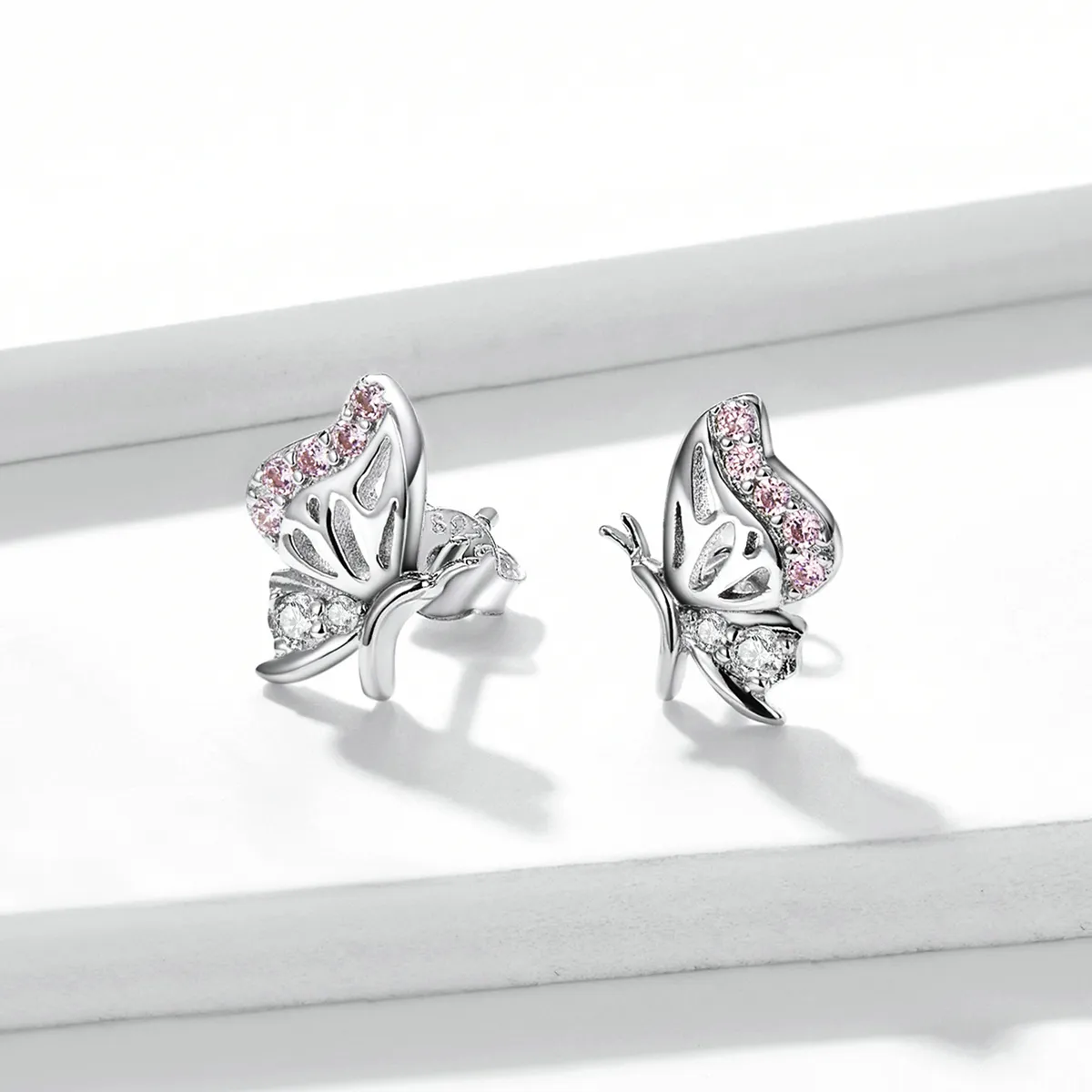 Pandora Style Delicate Butterfly Stud Earrings - BSE574