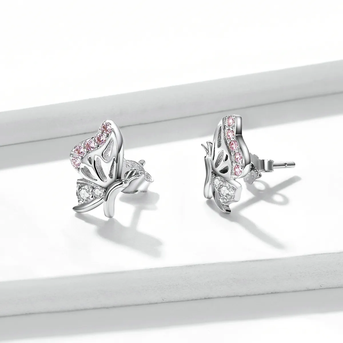 Pandora Style Delicate Butterfly Stud Earrings - BSE574