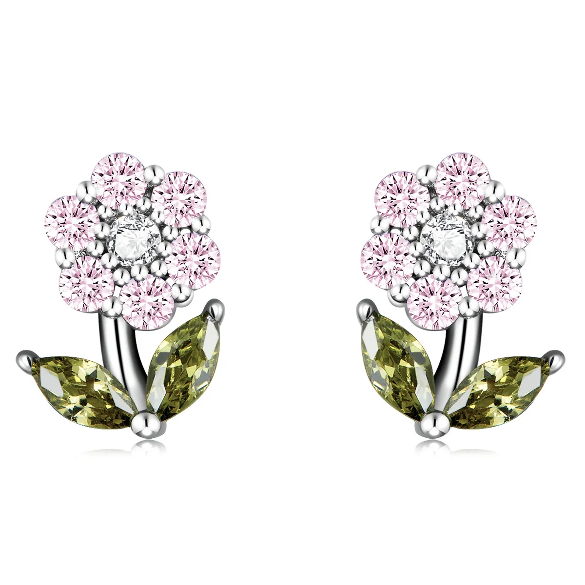 pandora style delicate flowers stud earrings bse592pk