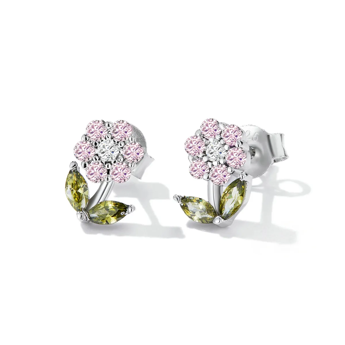 Pandora Style Delicate Flowers Stud Earrings - BSE592-PK