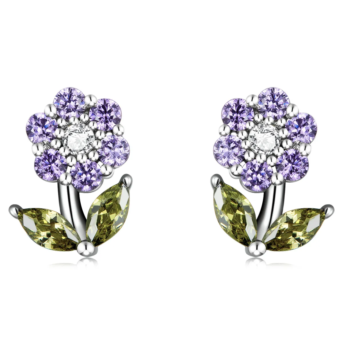 pandora style delicate flowers stud earrings bse592vt