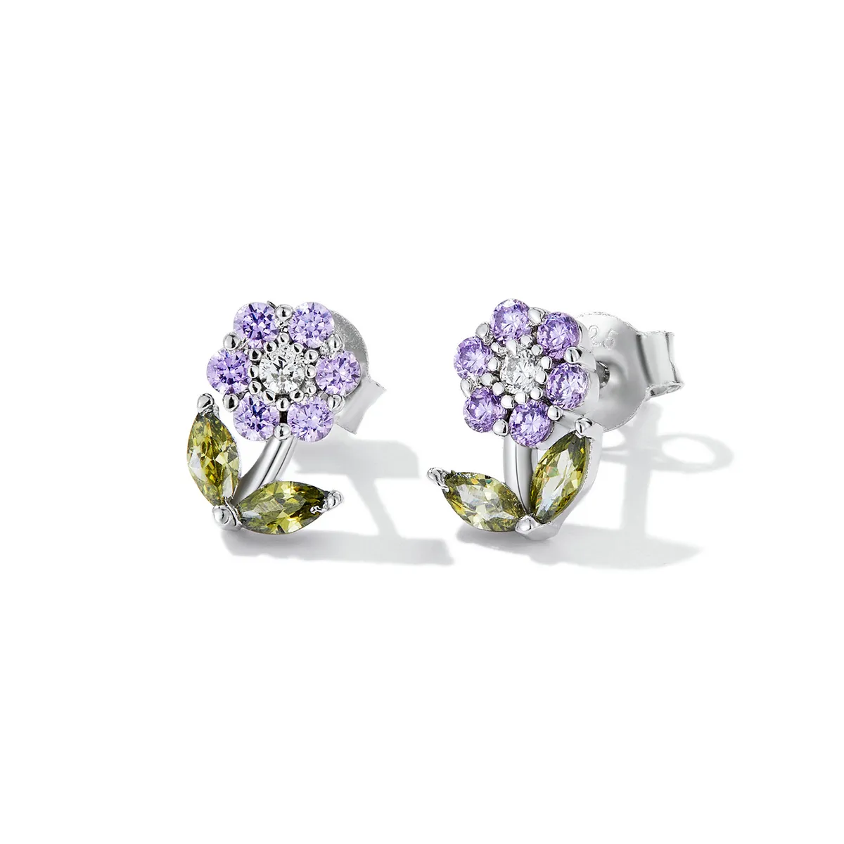 Pandora Style Delicate Flowers Stud Earrings - BSE592-VT