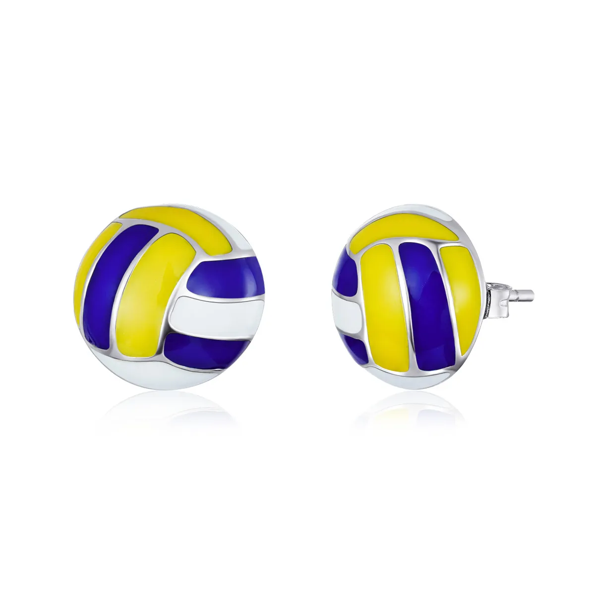 Pandora Style Dynamic Volleyball Stud Earrings - SCE902