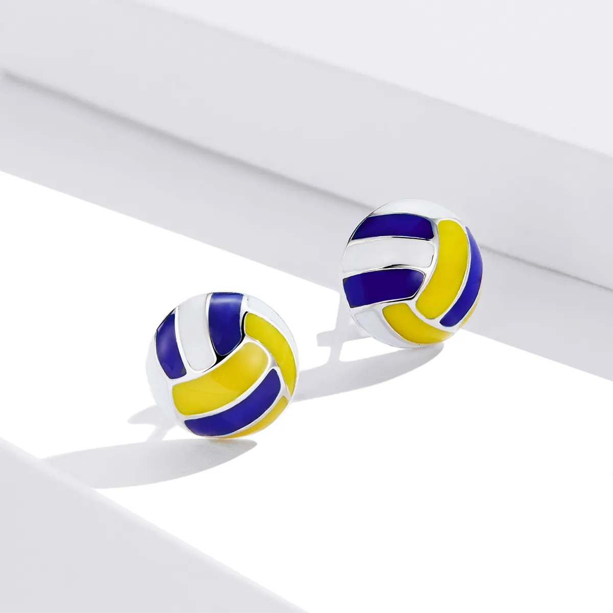 Pandora Style Dynamic Volleyball Stud Earrings - SCE902