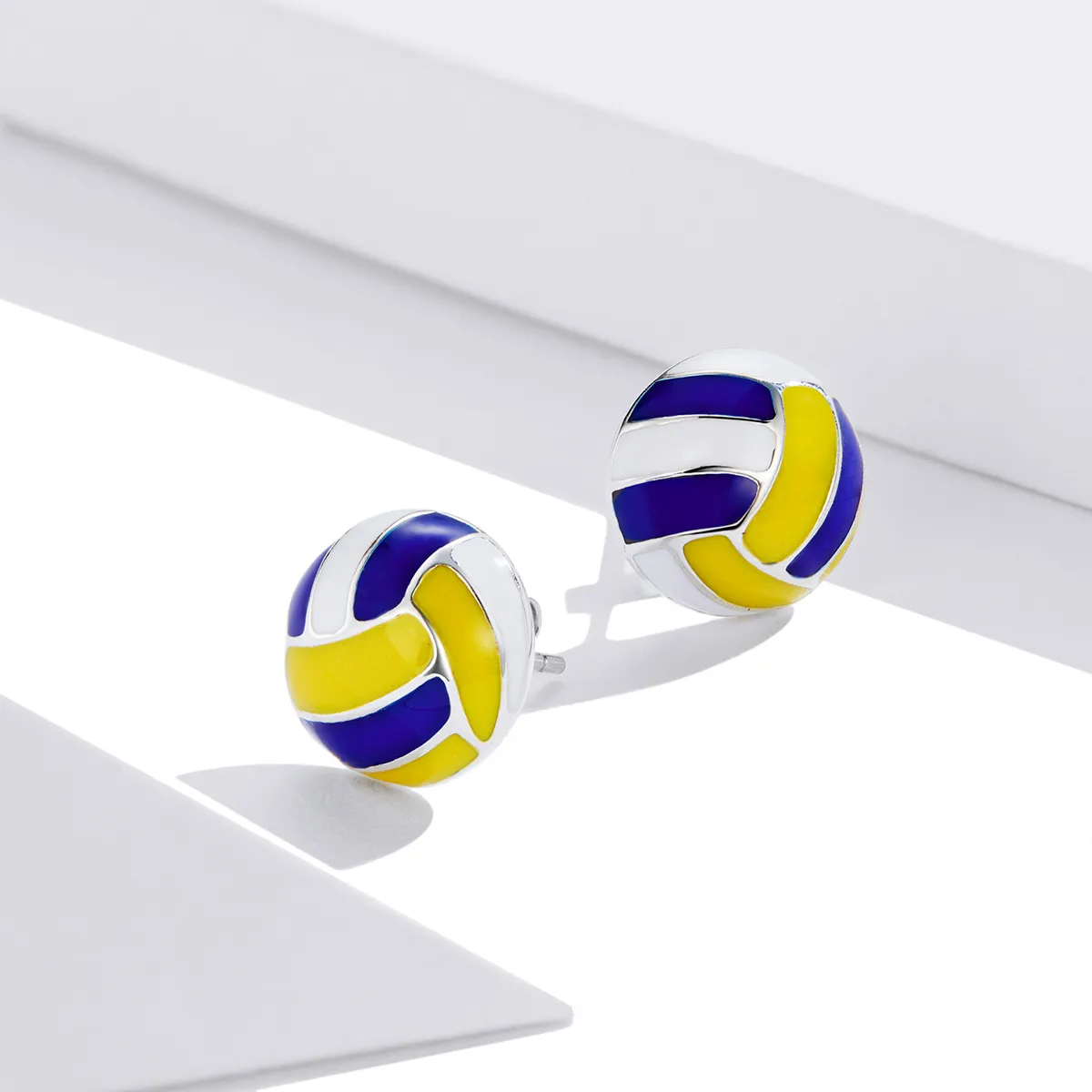 Pandora Style Dynamic Volleyball Stud Earrings - SCE902