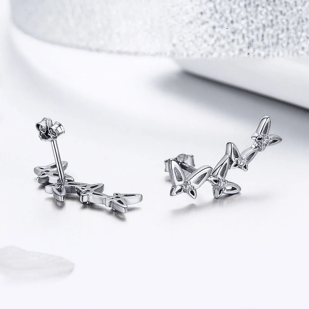 Pandora Style Elegant Butterfly Dance Stud Earrings - BSE056