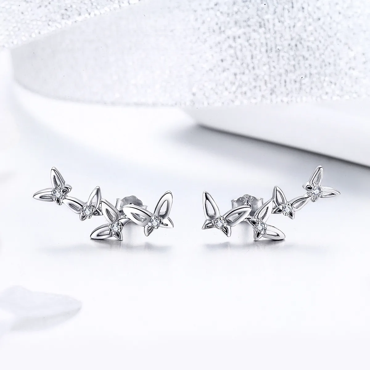 Pandora Style Elegant Butterfly Dance Stud Earrings - BSE056