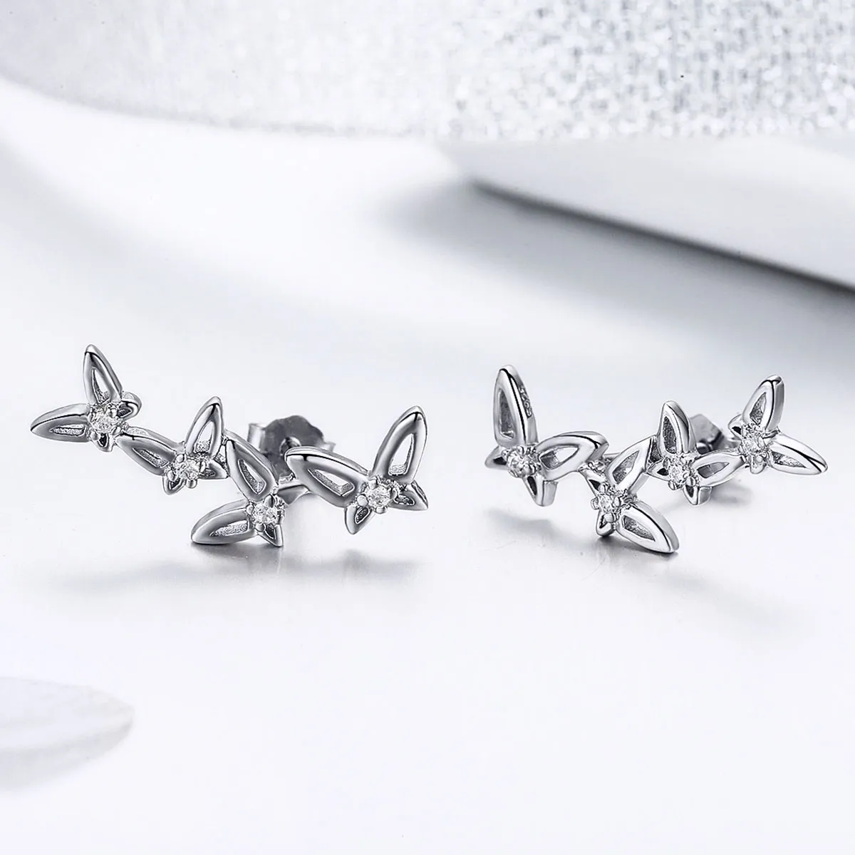 Pandora Style Elegant Butterfly Dance Stud Earrings - BSE056