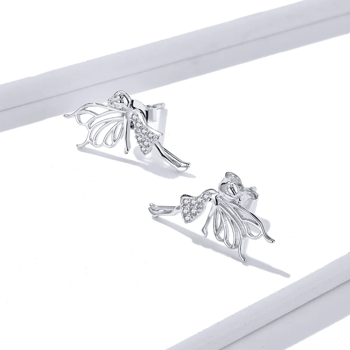 Pandora Style Flower Elf Stud Earrings - BSE338