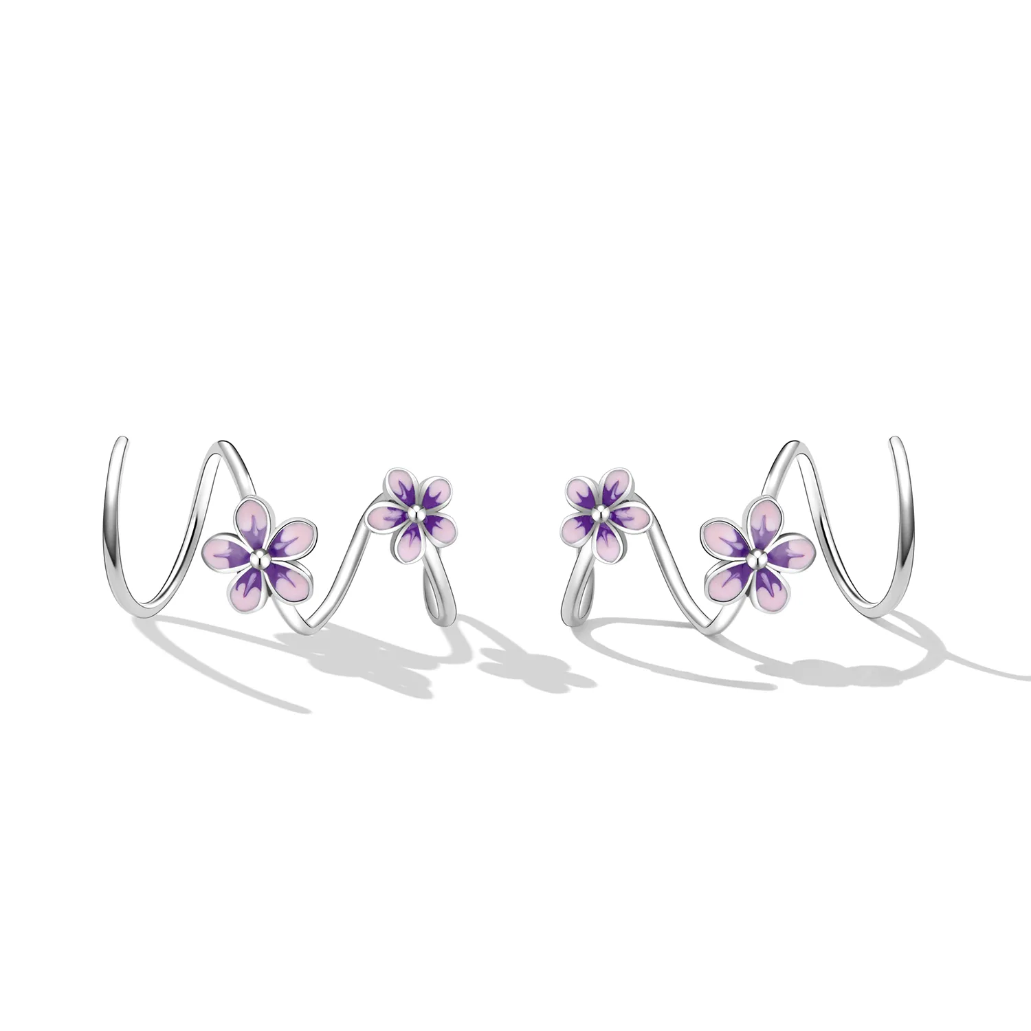 Pandora Style Flowers Stud Earrings - SCE1462