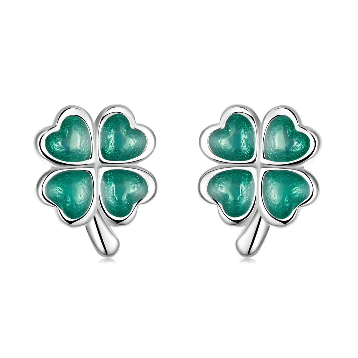 Pandora Style Four Leaf Clover Stud Earrings - SCE1346