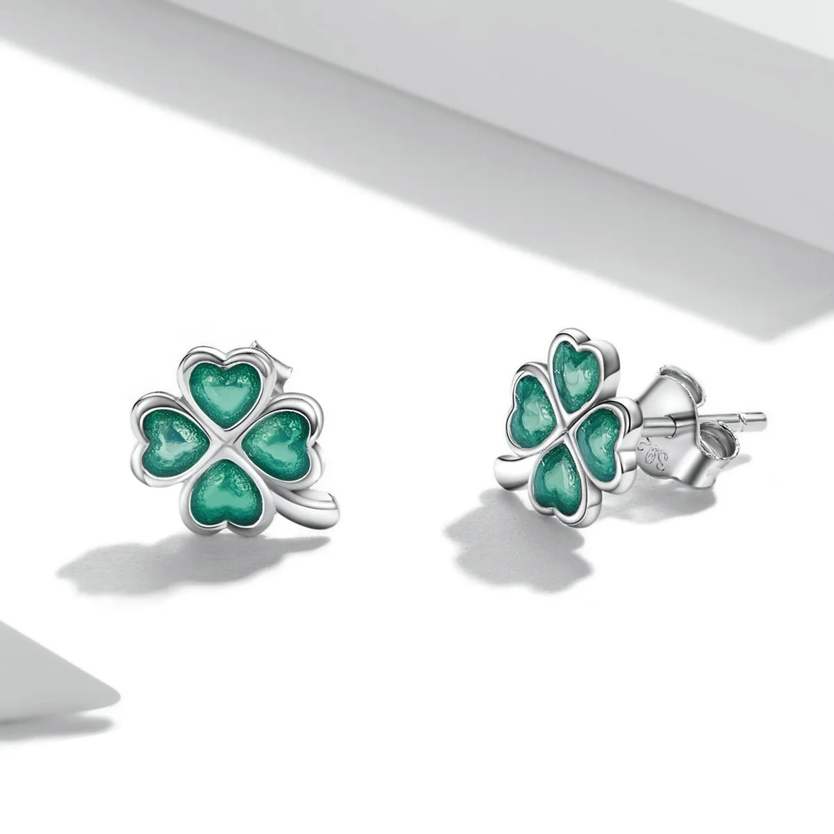 Pandora Style Four Leaf Clover Stud Earrings - SCE1346