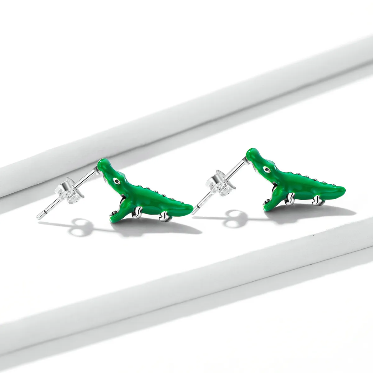 Pandora Style Funny Little Crocodile Stud Earrings - BSE562