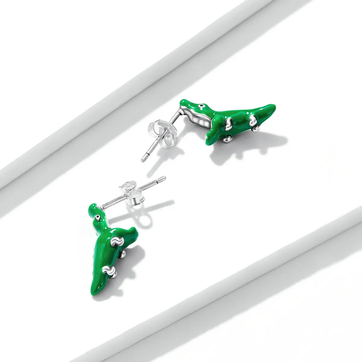 Pandora Style Funny Little Crocodile Stud Earrings - BSE562