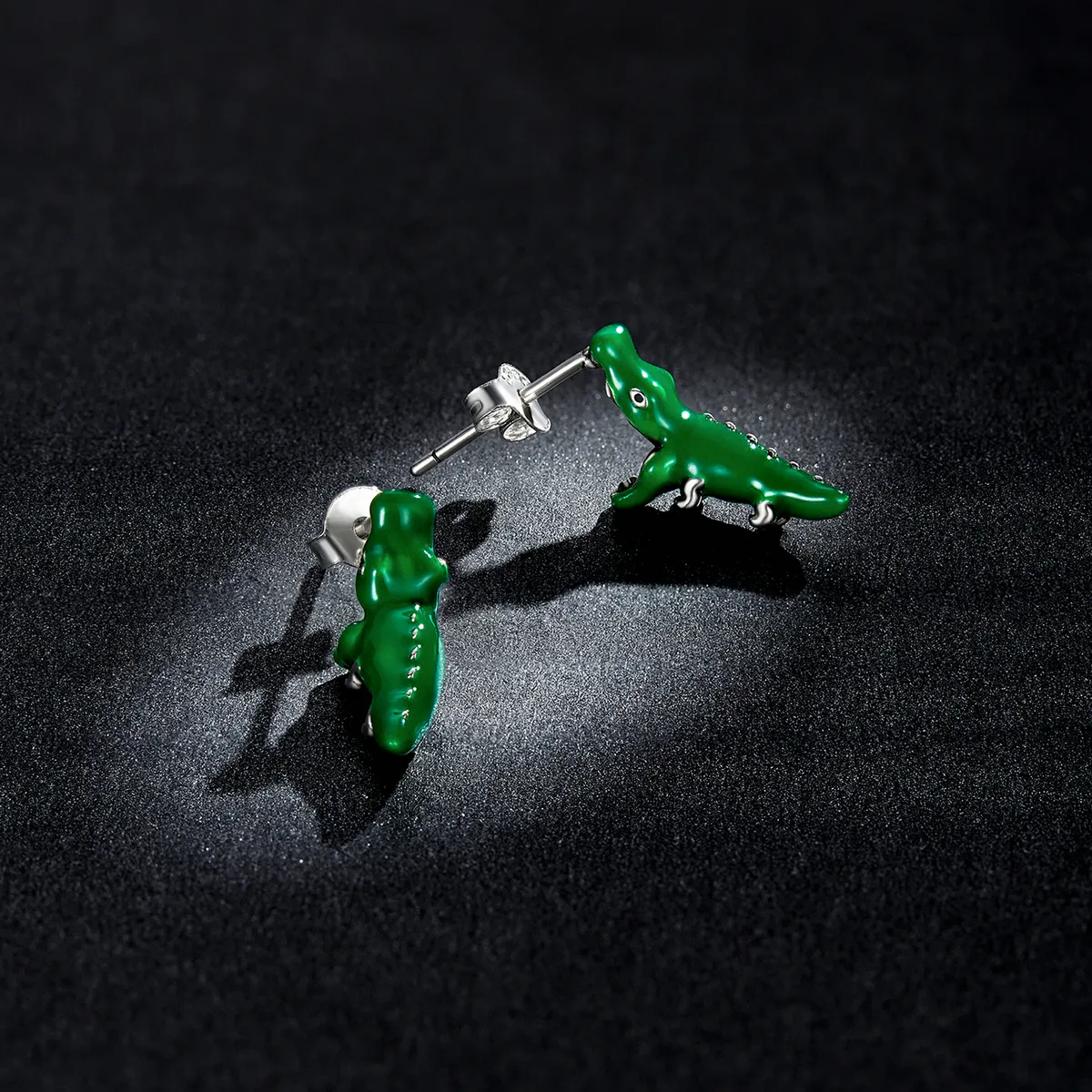 Pandora Style Funny Little Crocodile Stud Earrings - BSE562