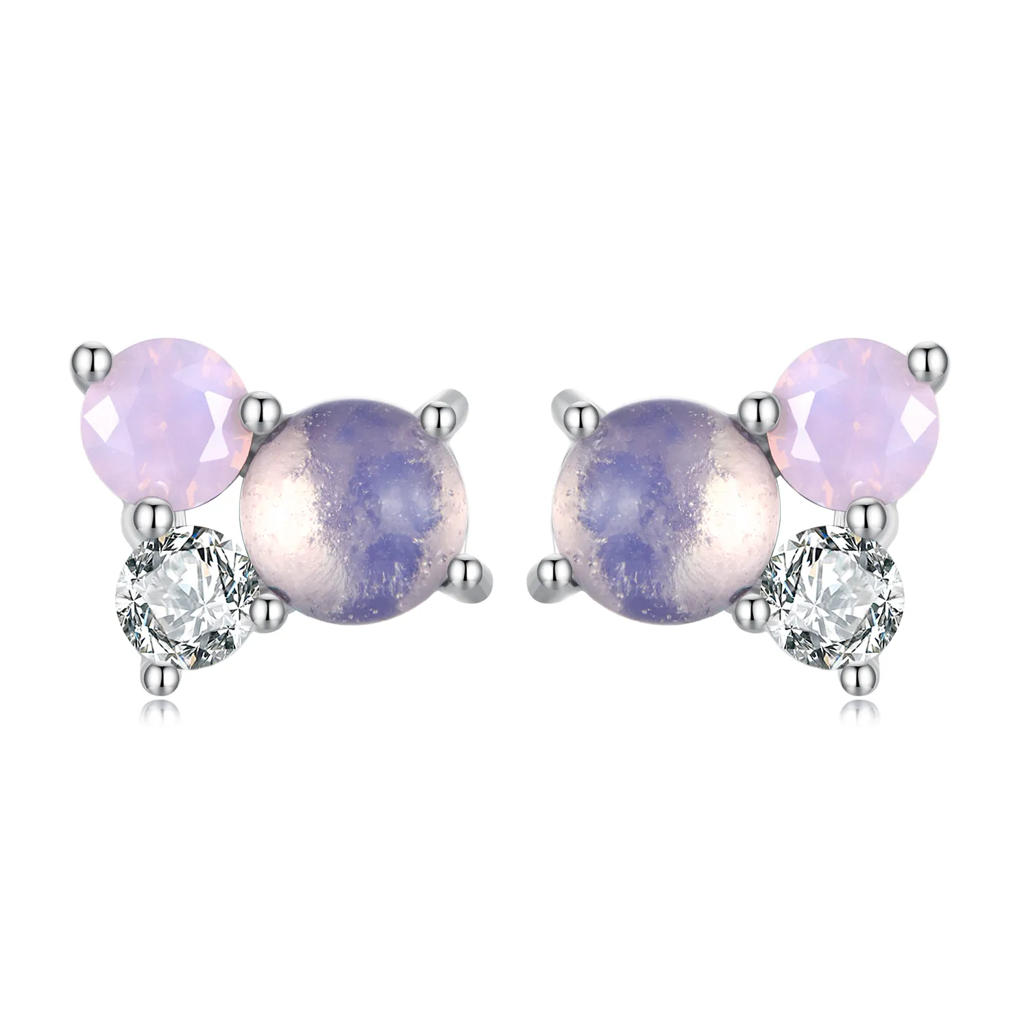 Pandora Style Gem Stitching Stud Earrings - SCE1451