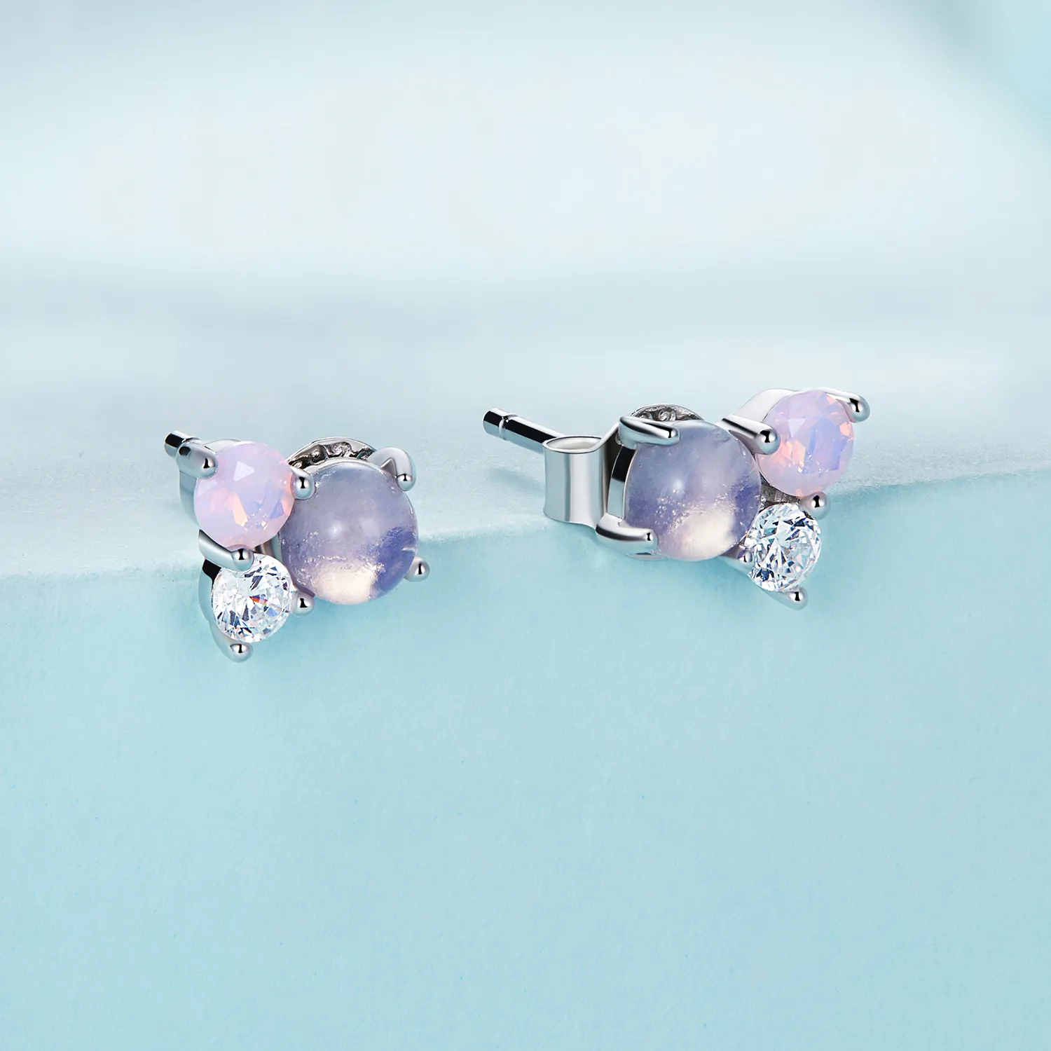 Pandora Style Gem Stitching Stud Earrings - SCE1451