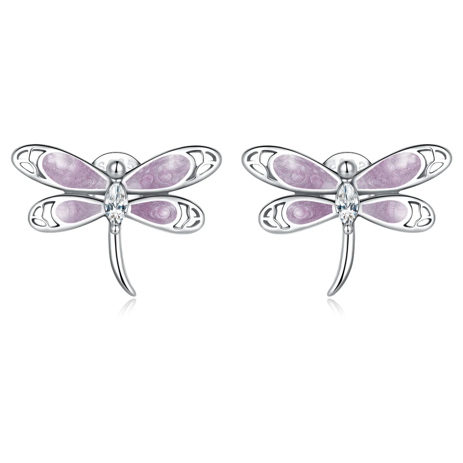 Pandora Style Girl Pink Dragonfly Stud Earrings - SCE1414