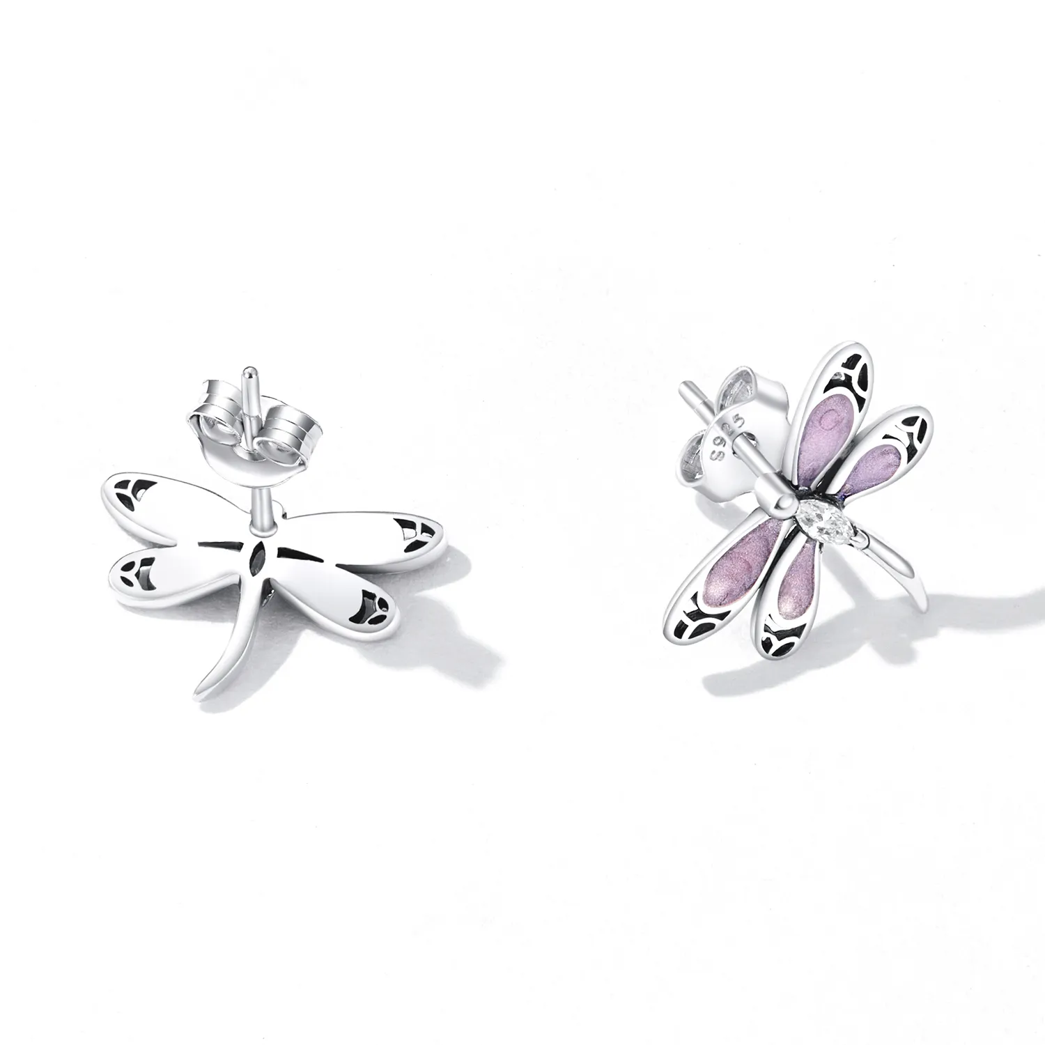 Pandora Style Girl Pink Dragonfly Stud Earrings - SCE1414