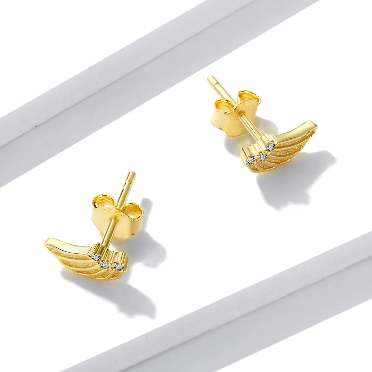 Pandora Style Golden Wings Stud Earrings - BSE524