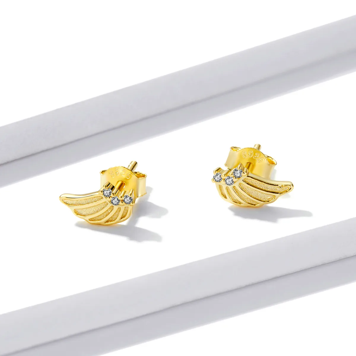 Pandora Style Golden Wings Stud Earrings - BSE524