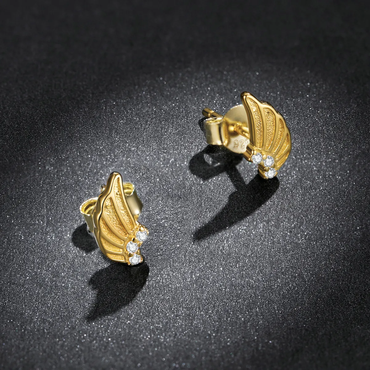 Pandora Style Golden Wings Stud Earrings - BSE524