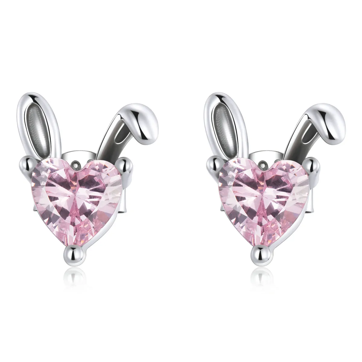 Pandora Style Love Rabbit Ears Stud Earrings - SCE1365