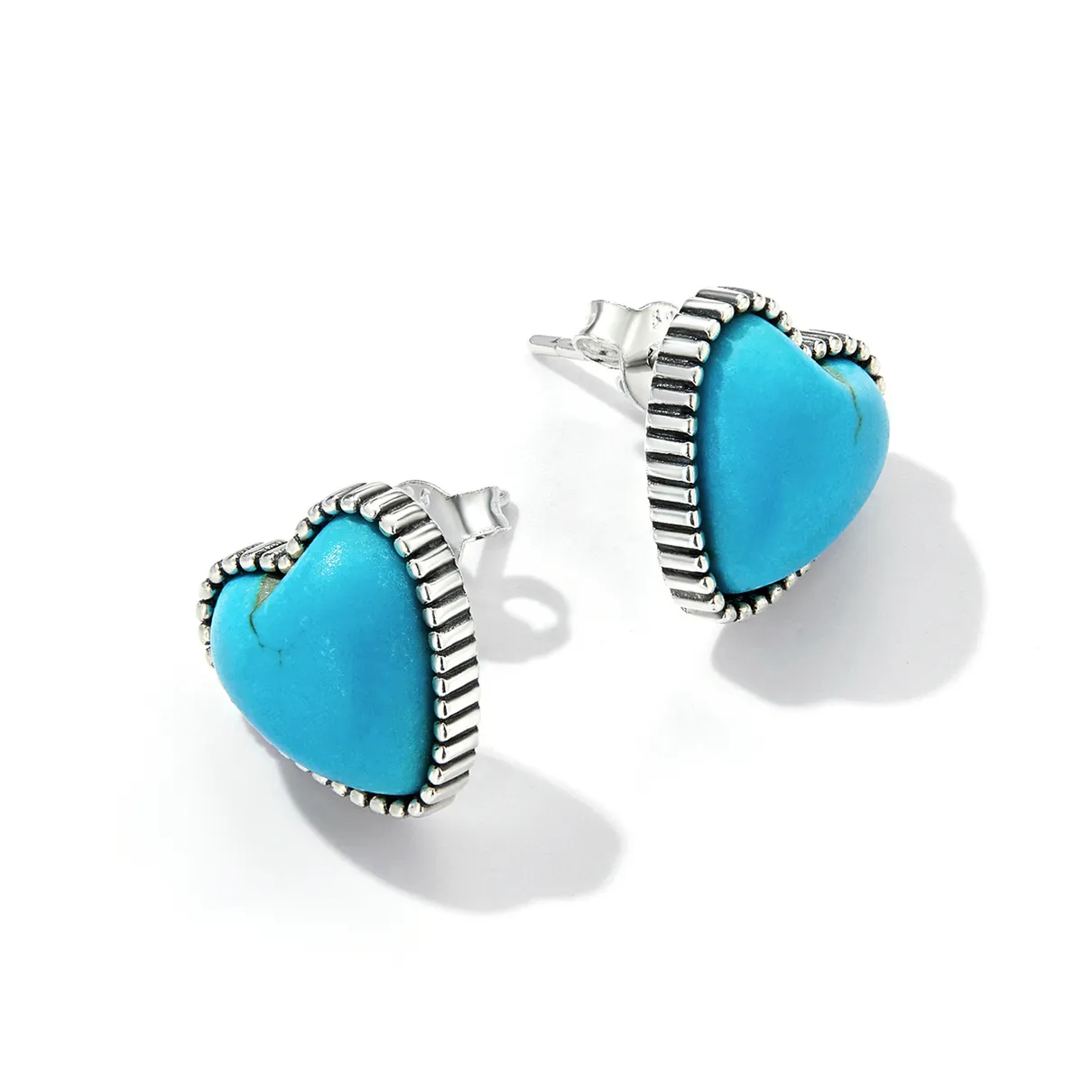 Pandora Style Love Turquoise Stud Earrings - BSE591