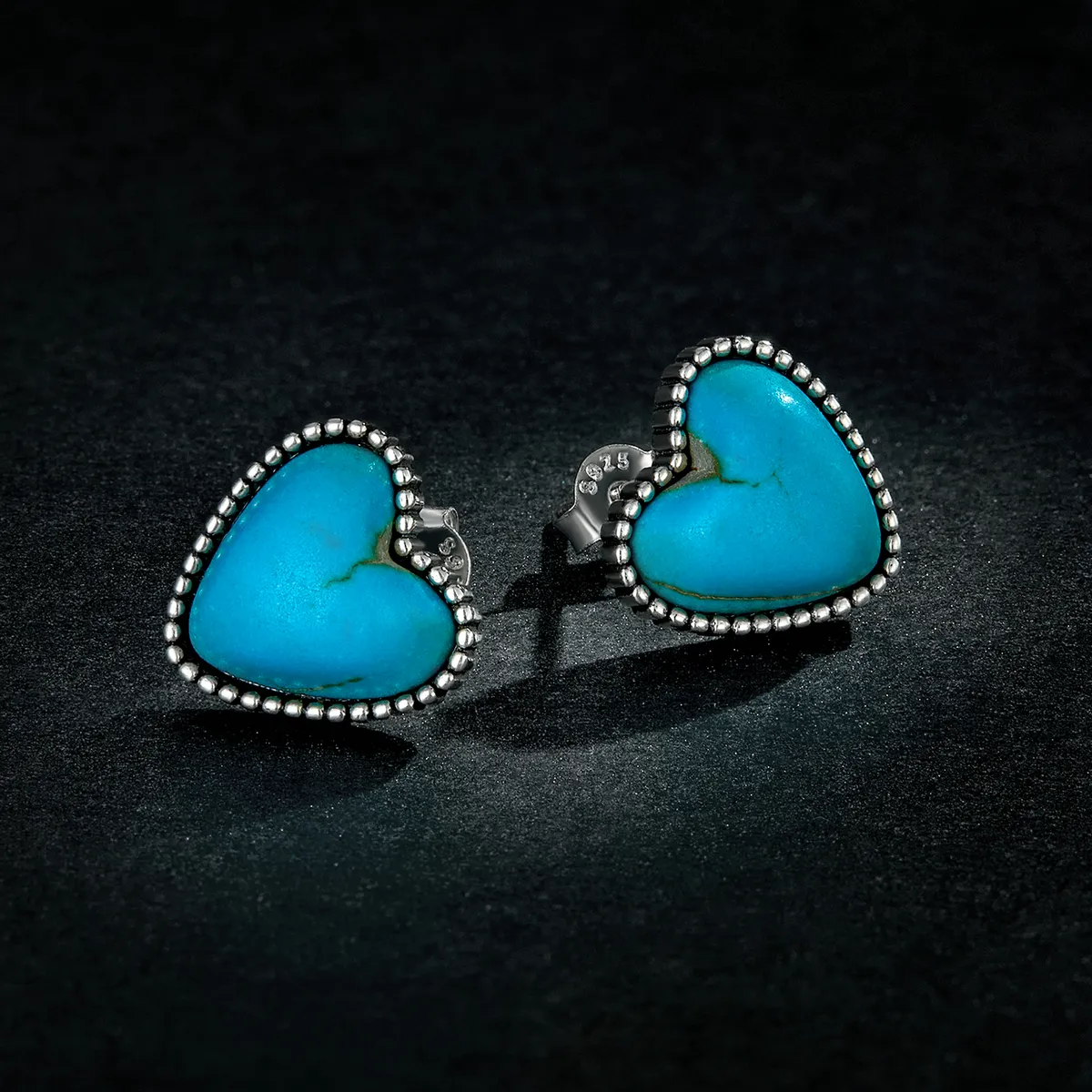 Pandora Style Love Turquoise Stud Earrings - BSE591