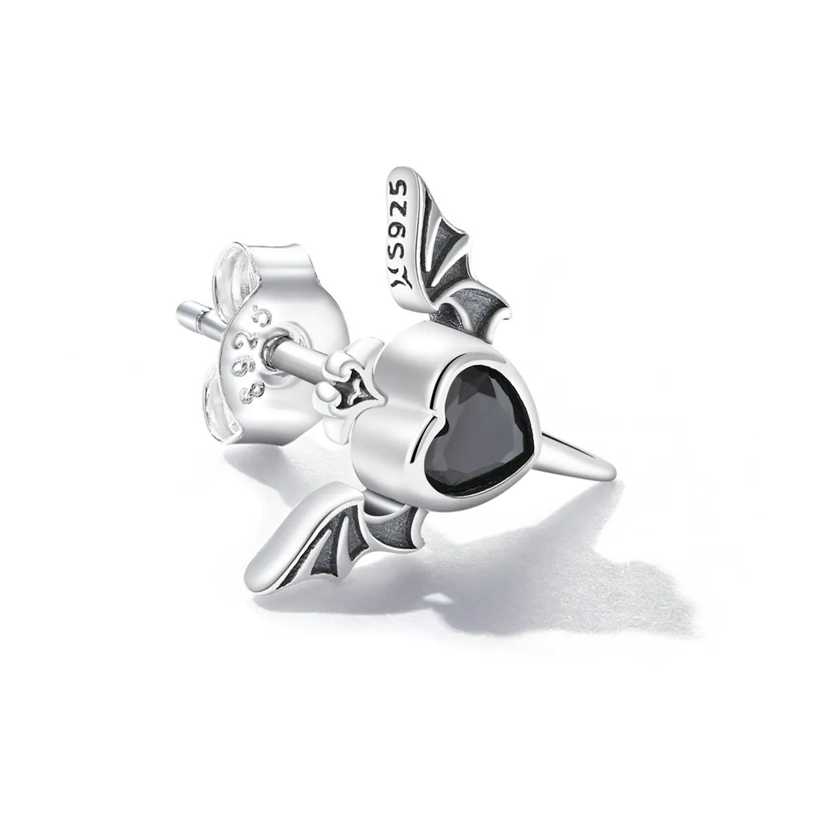 Pandora Style Love Wings Stud Earrings - SCE1179-BK