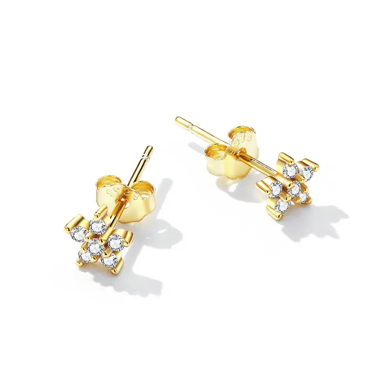 Pandora Style Mini Flower Stud Earrings - BSE598-B