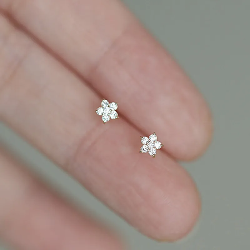 Pandora Style Mini Flower Stud Earrings - BSE598-B