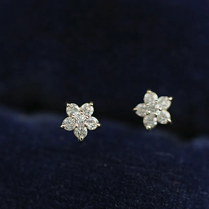 Pandora Style Mini Flower Stud Earrings - BSE598-B