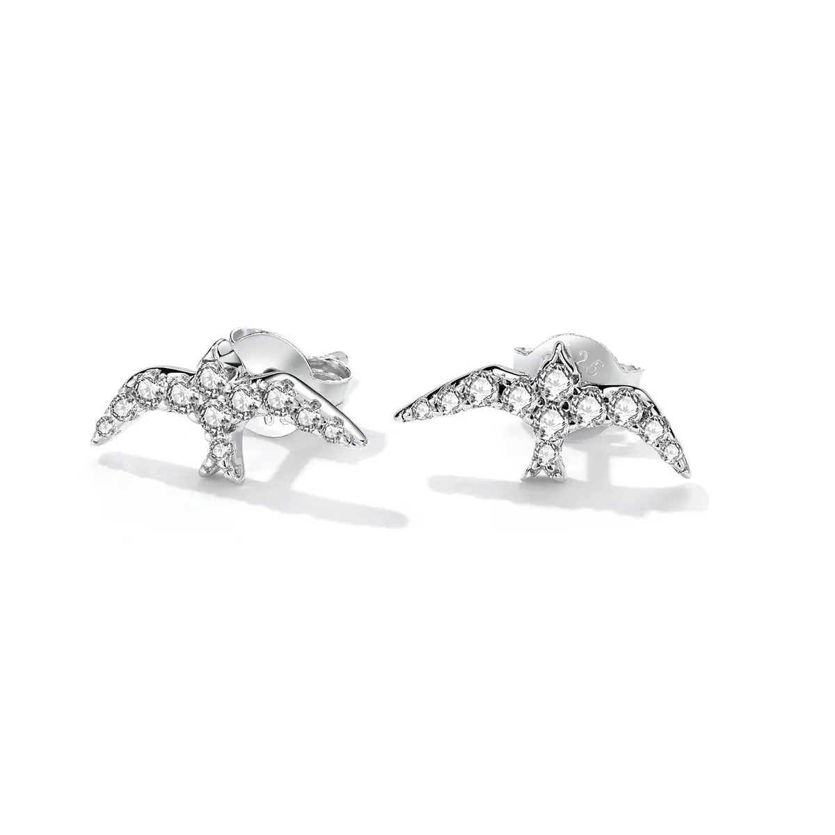 Pandora Style Mini Swallow Stud Earrings - BSE594