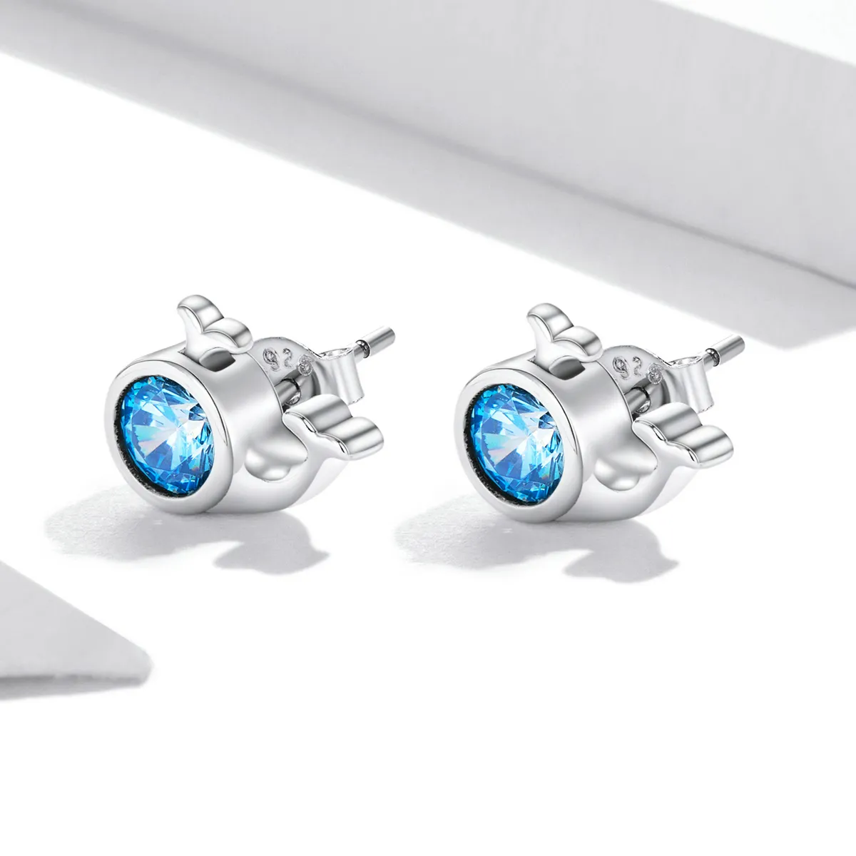 Pandora Style Mini Whale Stud Earrings - SCE1366