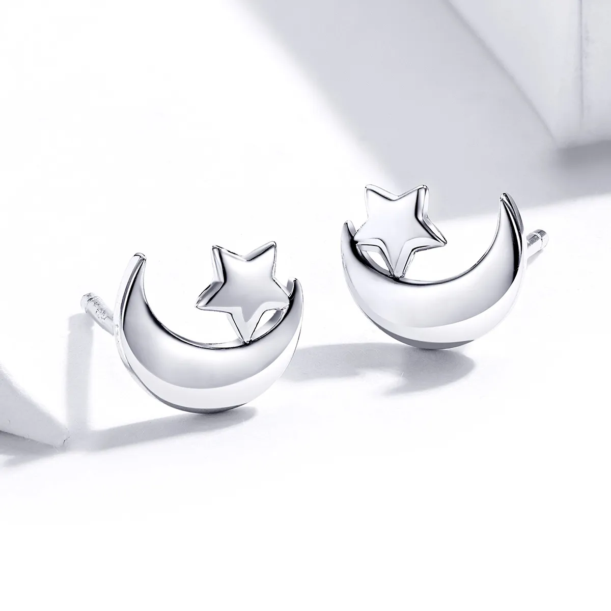 Pandora Style Moon and Stars Stud Earrings - SCE726