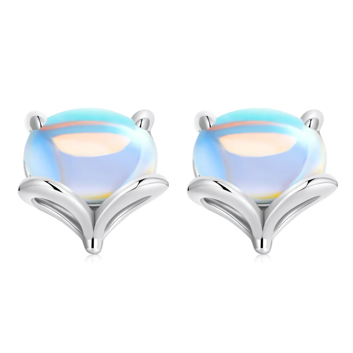 Pandora Style Moonstone Fox Stud Earrings - SCE1386