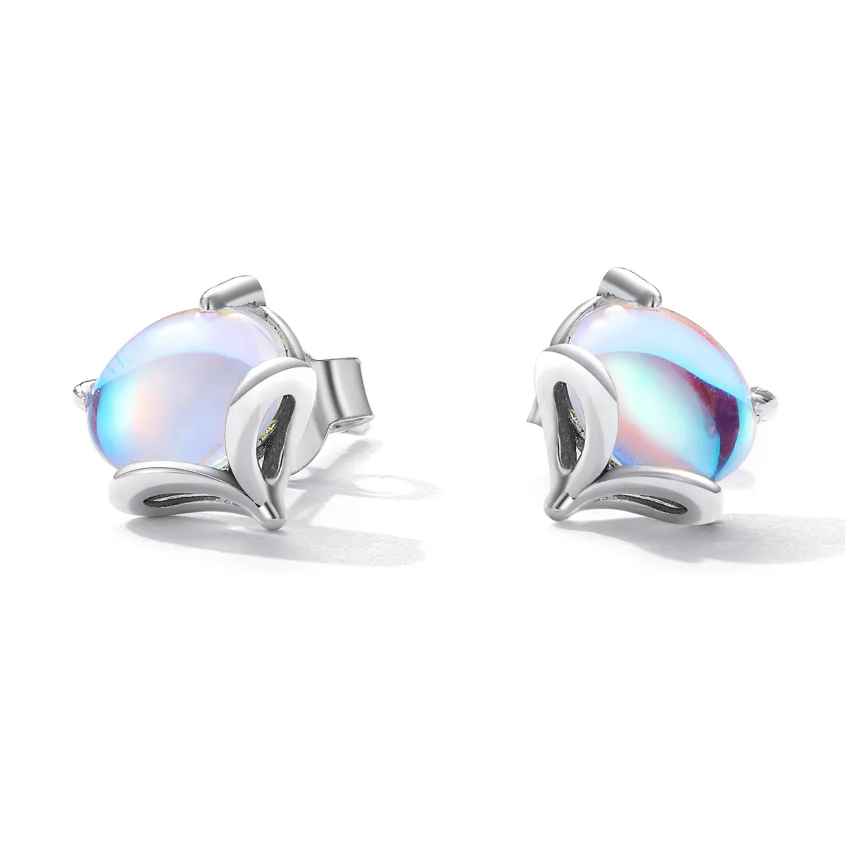 Pandora Style Moonstone Fox Stud Earrings - SCE1386