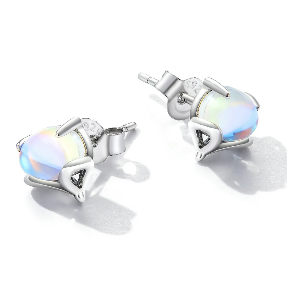 Pandora Style Moonstone Fox Stud Earrings - SCE1386