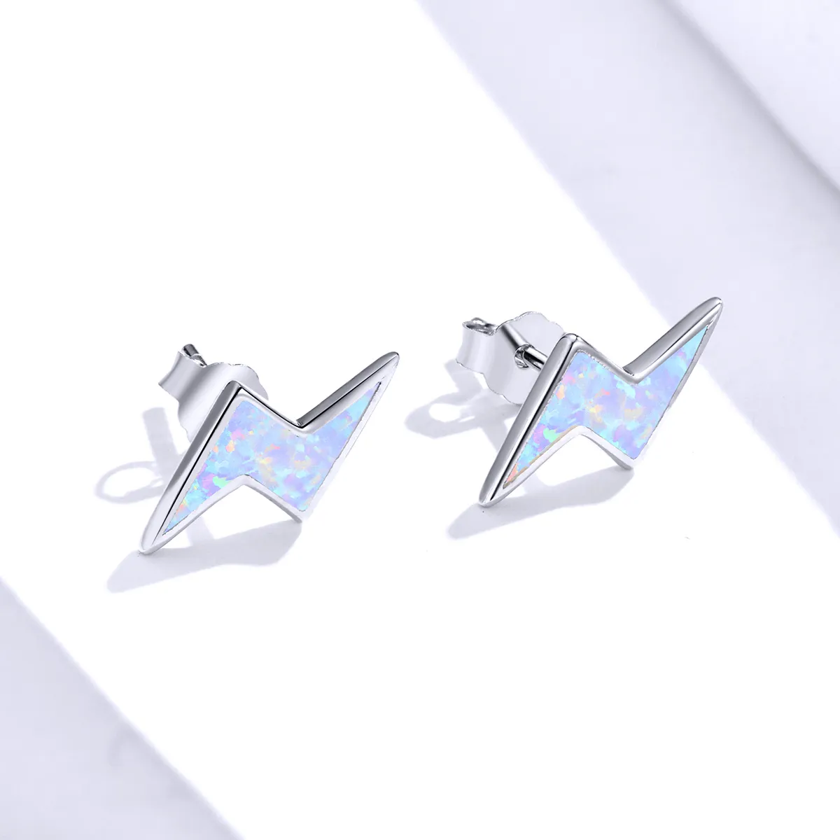 Pandora Style Opal Lightning Stud Earrings - SCE860