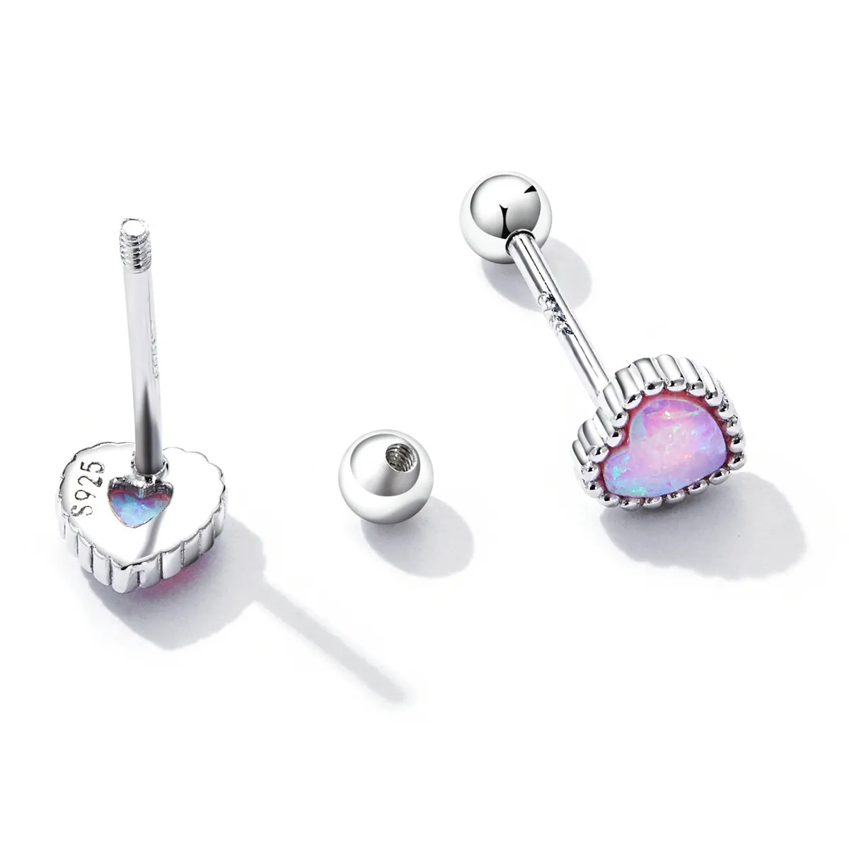 Pandora Style Opal Love Stud Earrings - SCE1383