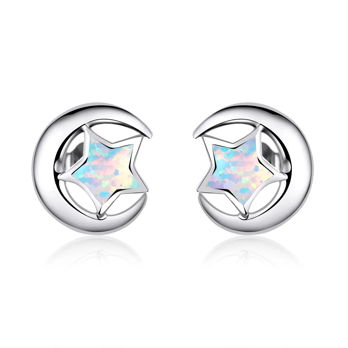 pandora style opal moon stud earrings sce816a